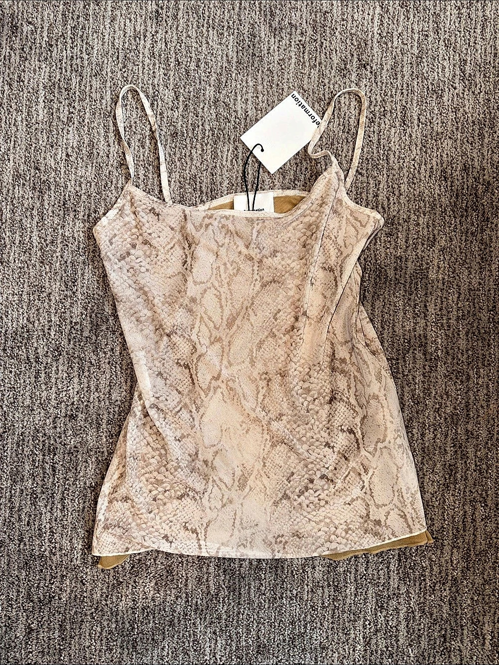 Reformation Rhodes Camisole Snake Print Beige Small